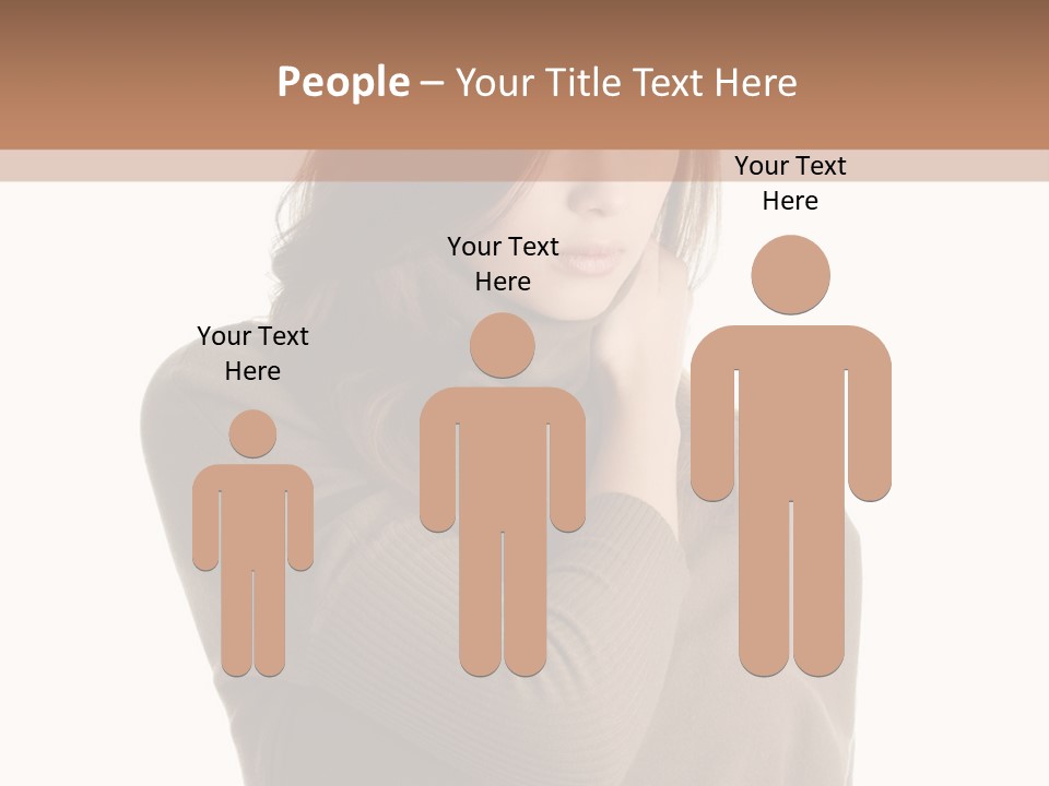 A Woman In A Brown Sweater Is Holding Her Head PowerPoint Template