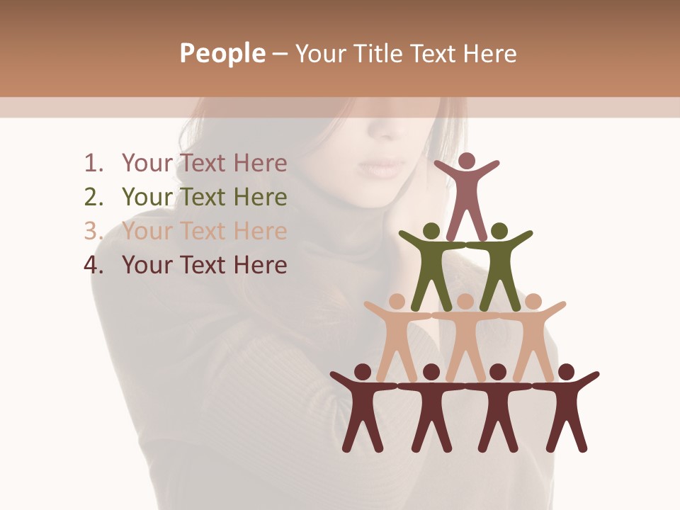 A Woman In A Brown Sweater Is Holding Her Head PowerPoint Template