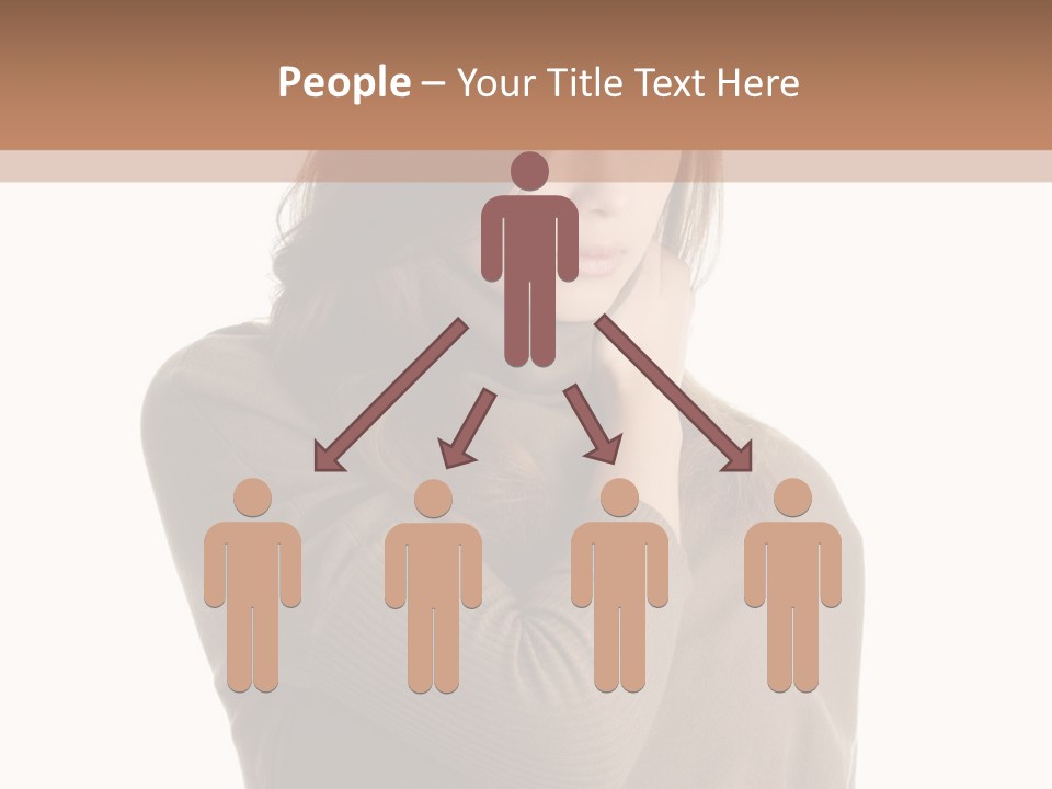 A Woman In A Brown Sweater Is Holding Her Head PowerPoint Template