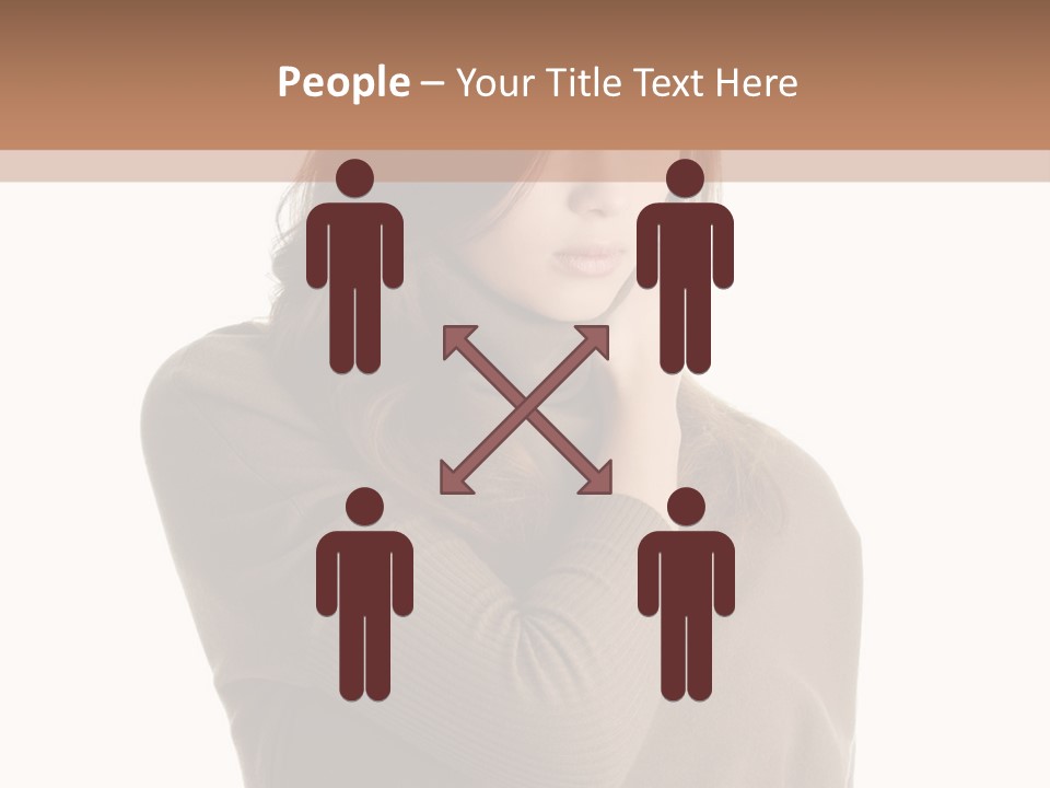 A Woman In A Brown Sweater Is Holding Her Head PowerPoint Template