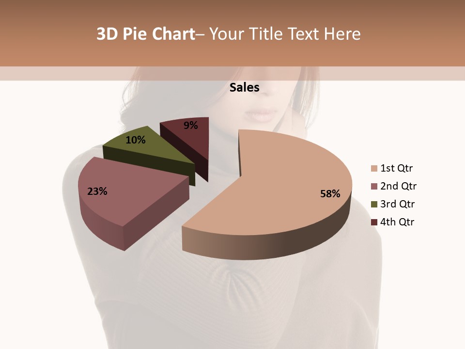 A Woman In A Brown Sweater Is Holding Her Head PowerPoint Template
