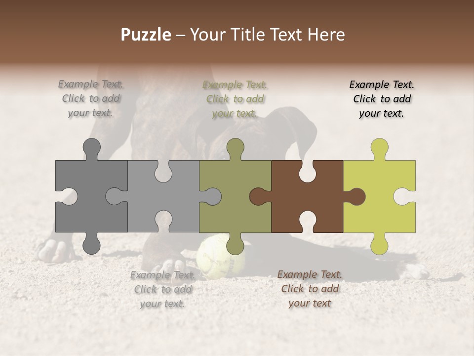 A Dog Playing With A Tennis Ball In The Sand PowerPoint Template