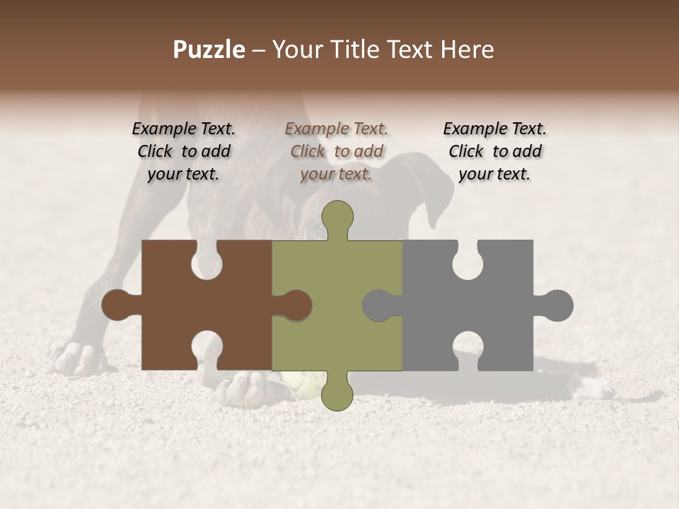 A Dog Playing With A Tennis Ball In The Sand PowerPoint Template