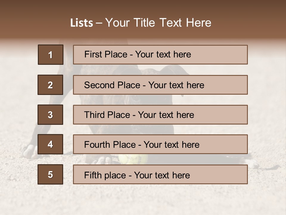 A Dog Playing With A Tennis Ball In The Sand PowerPoint Template