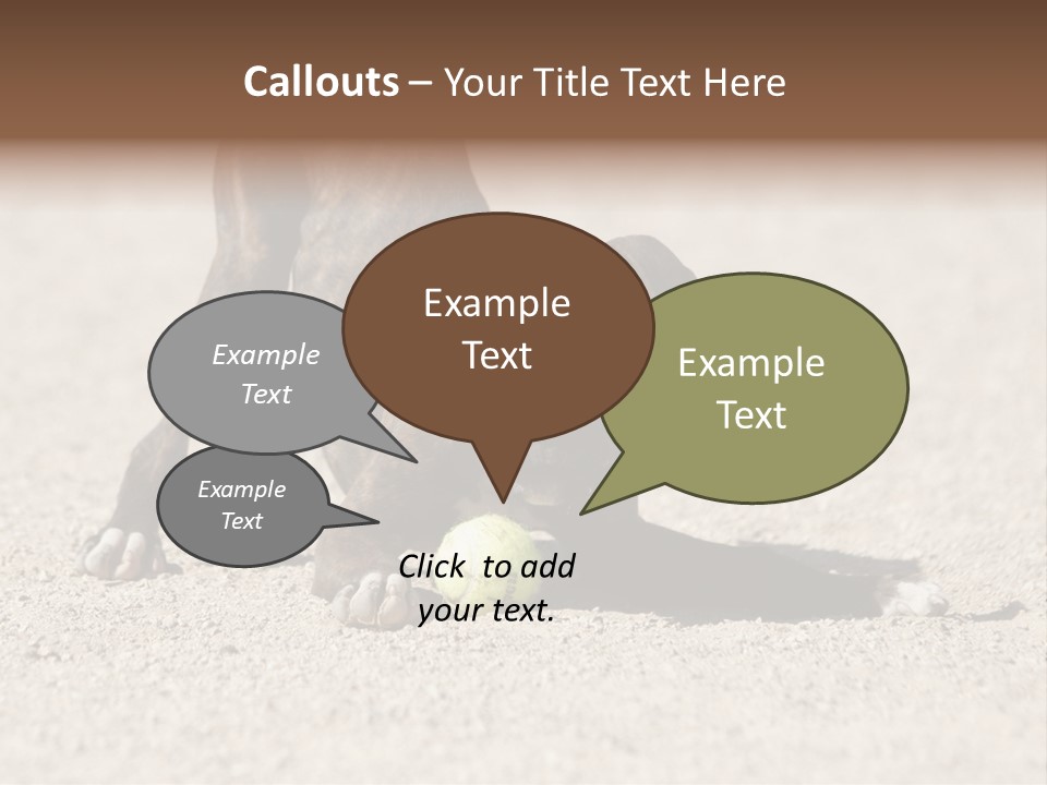 A Dog Playing With A Tennis Ball In The Sand PowerPoint Template