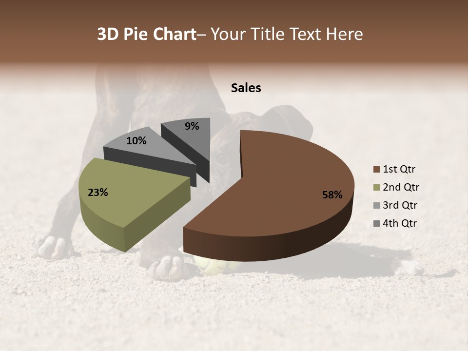 A Dog Playing With A Tennis Ball In The Sand PowerPoint Template