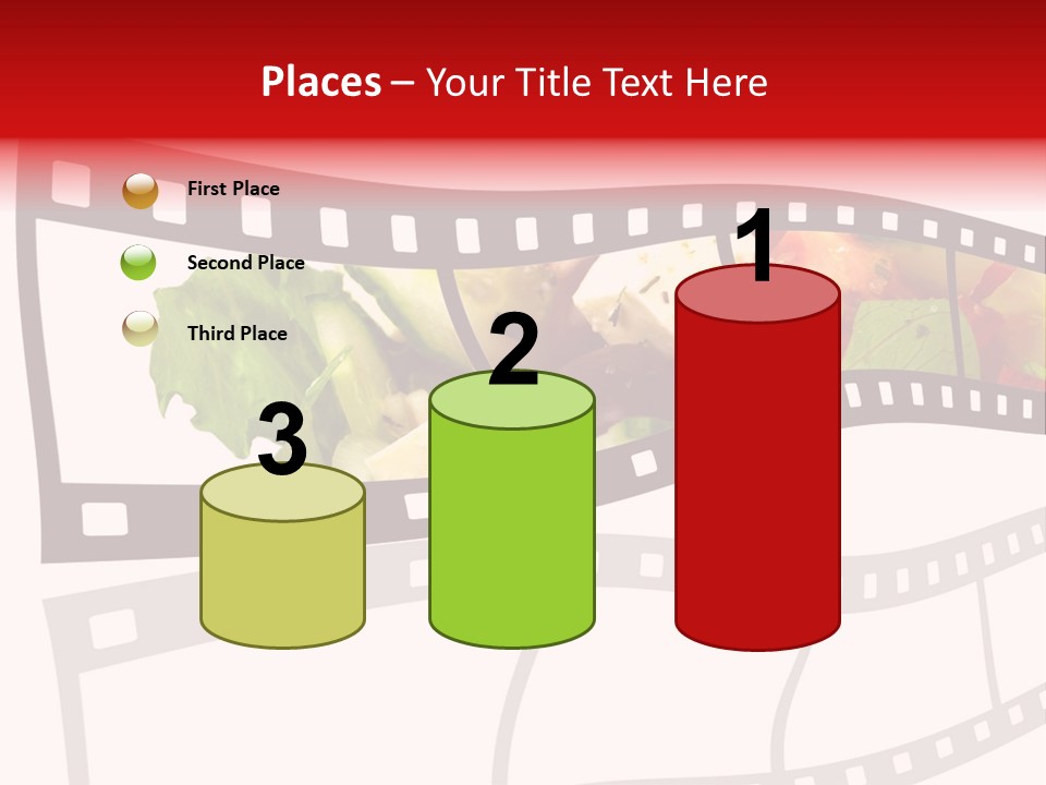 A Film Strip With A Salad On It PowerPoint Template
