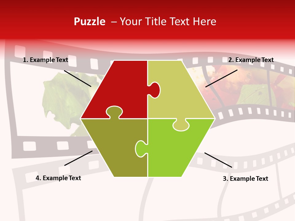 A Film Strip With A Salad On It PowerPoint Template