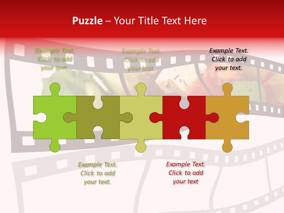 A Film Strip With A Salad On It PowerPoint Template