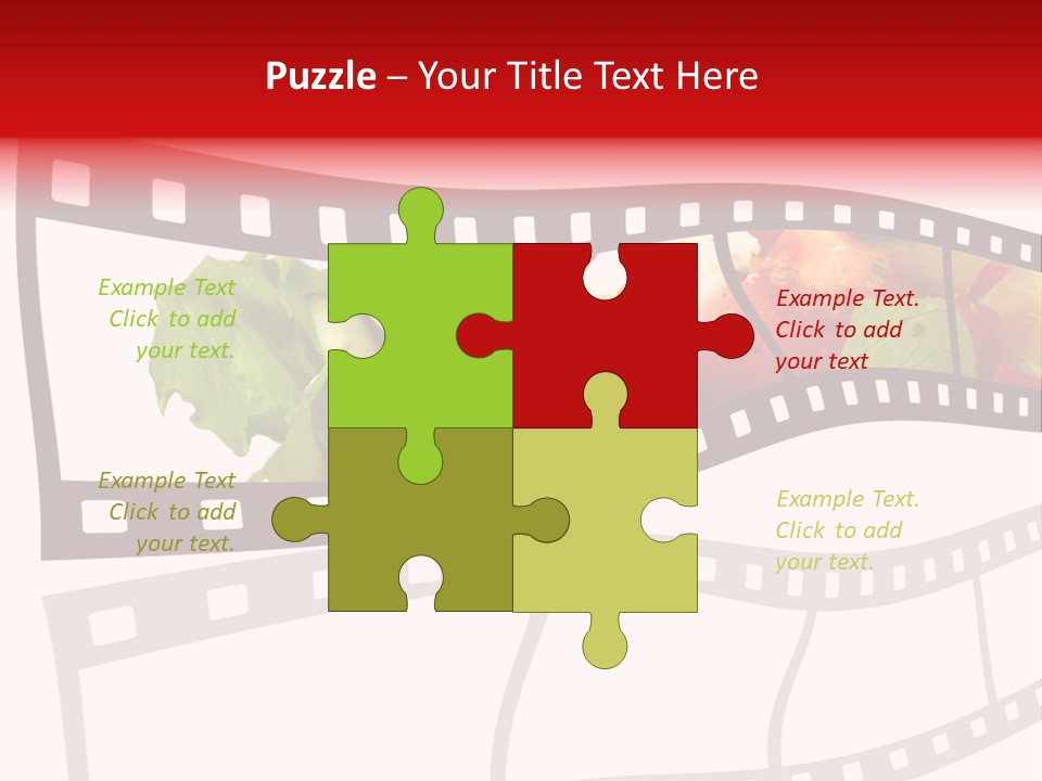 A Film Strip With A Salad On It PowerPoint Template