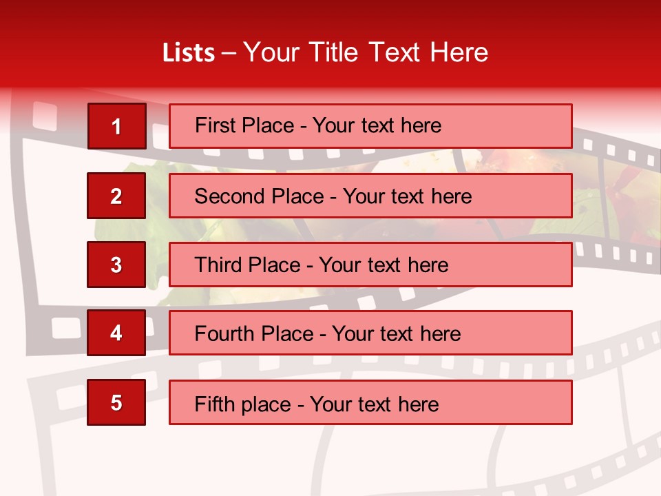 A Film Strip With A Salad On It PowerPoint Template