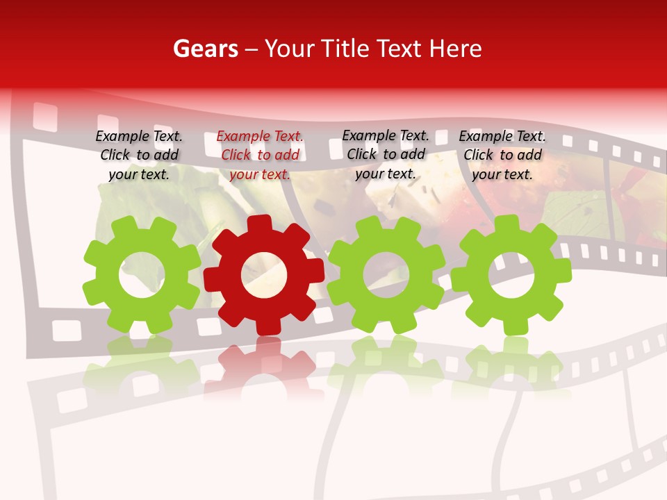 A Film Strip With A Salad On It PowerPoint Template