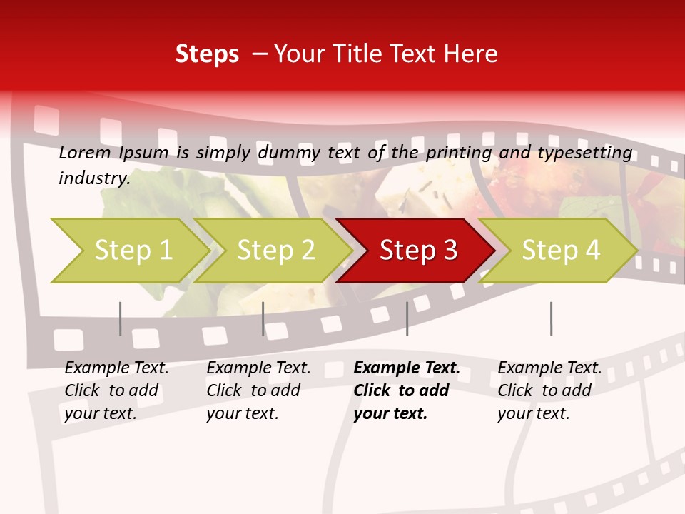 A Film Strip With A Salad On It PowerPoint Template