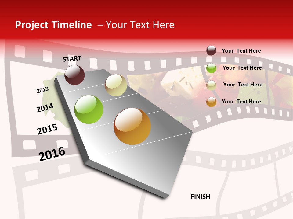 A Film Strip With A Salad On It PowerPoint Template