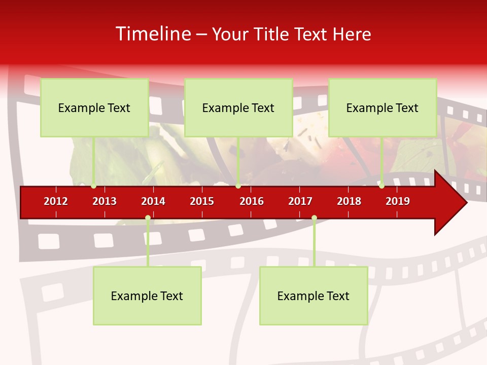 A Film Strip With A Salad On It PowerPoint Template