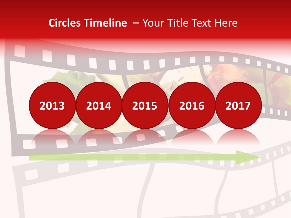 A Film Strip With A Salad On It PowerPoint Template