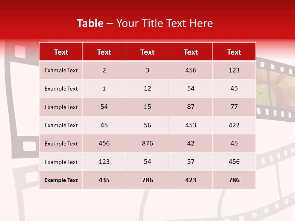 A Film Strip With A Salad On It PowerPoint Template