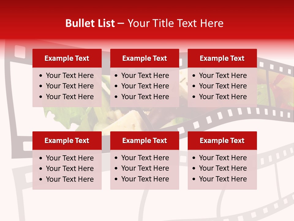 A Film Strip With A Salad On It PowerPoint Template