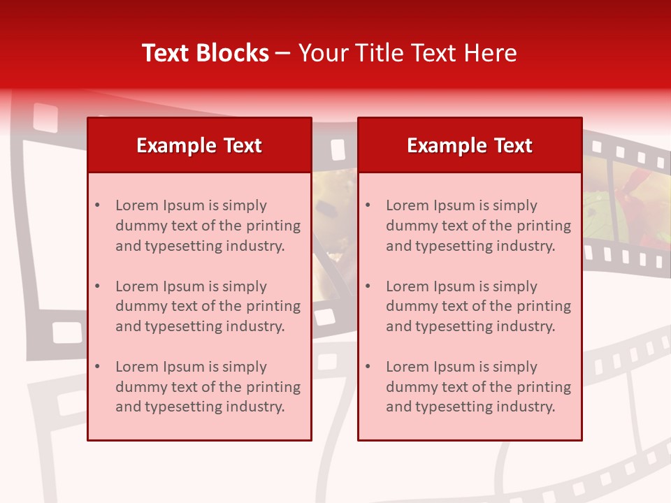 A Film Strip With A Salad On It PowerPoint Template