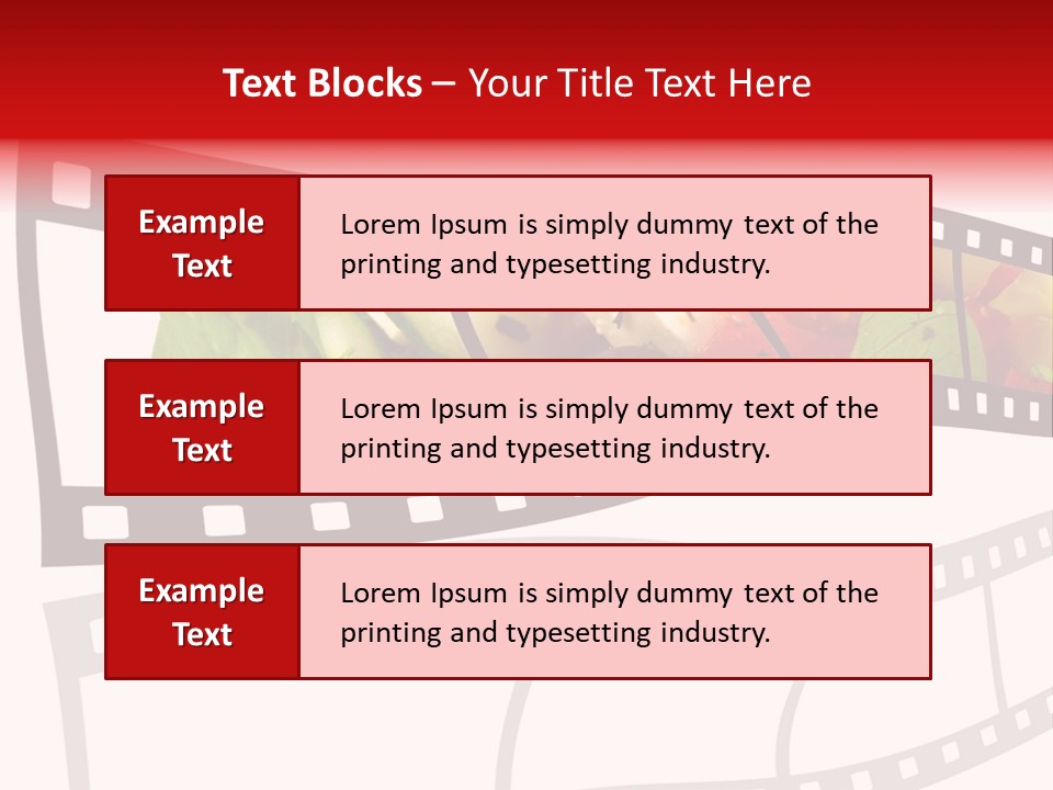 A Film Strip With A Salad On It PowerPoint Template