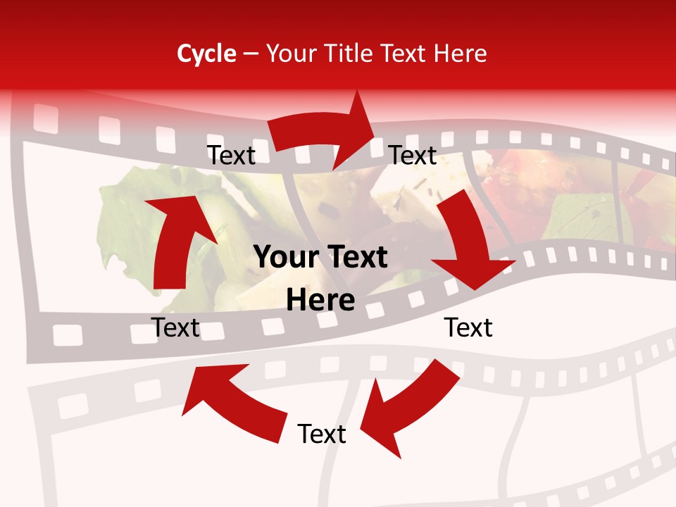 A Film Strip With A Salad On It PowerPoint Template