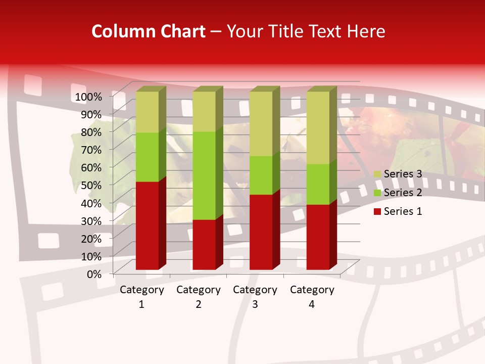 A Film Strip With A Salad On It PowerPoint Template
