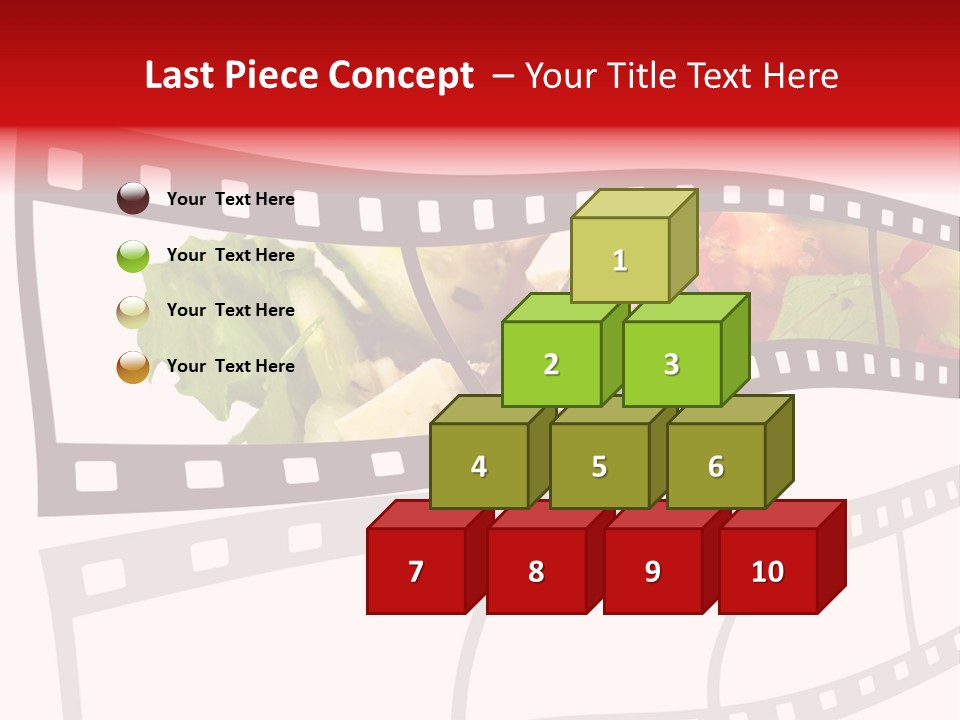 A Film Strip With A Salad On It PowerPoint Template