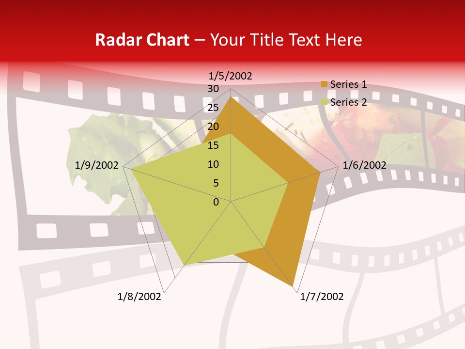 A Film Strip With A Salad On It PowerPoint Template