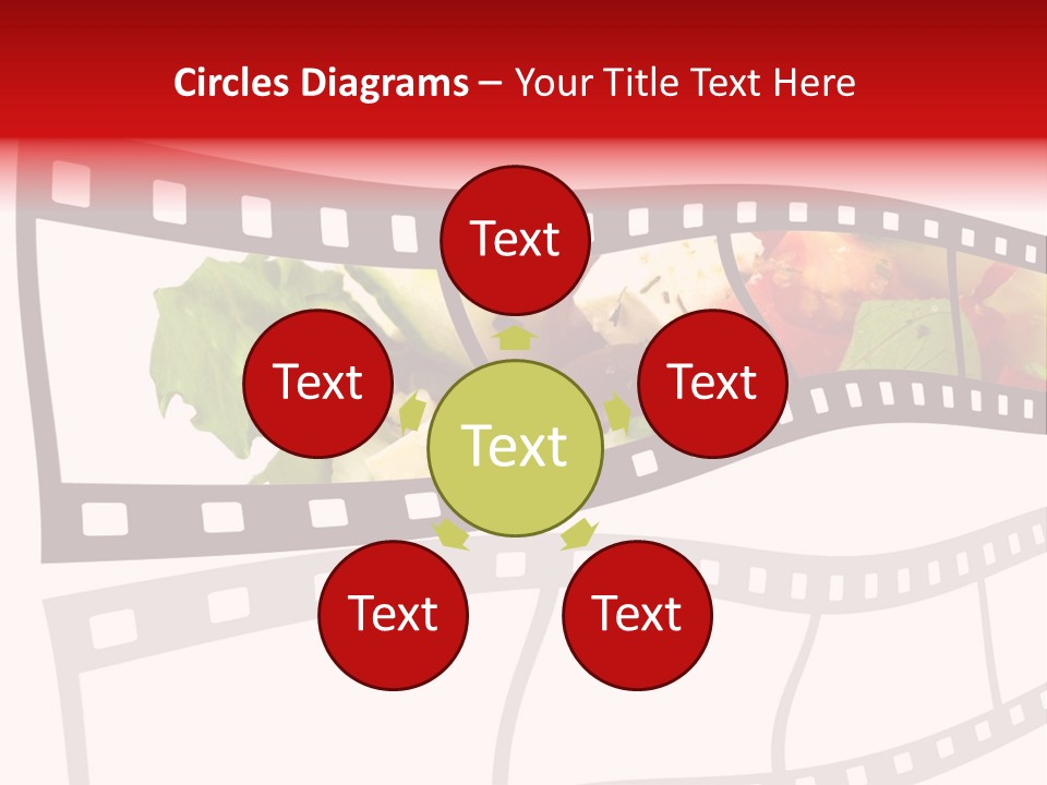 A Film Strip With A Salad On It PowerPoint Template