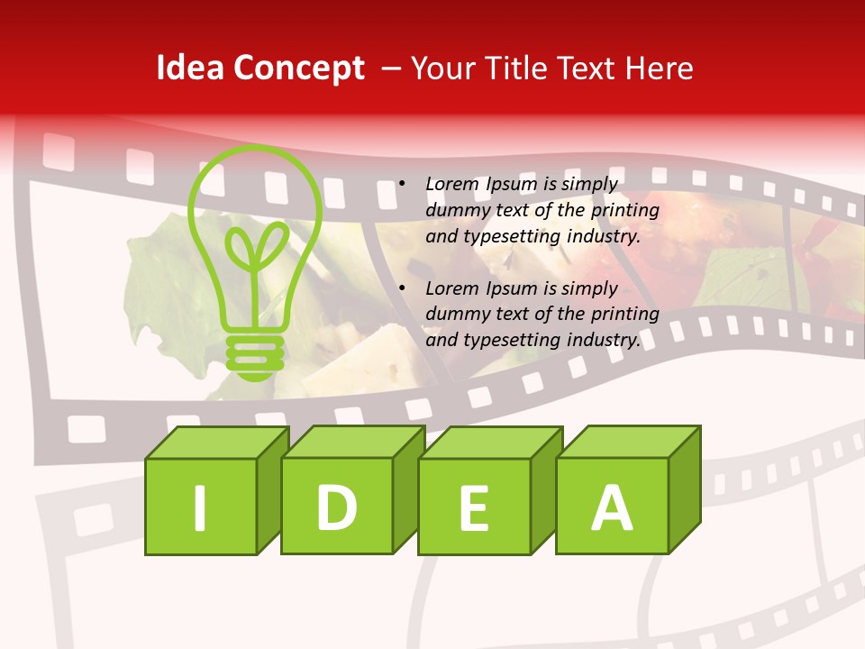 A Film Strip With A Salad On It PowerPoint Template