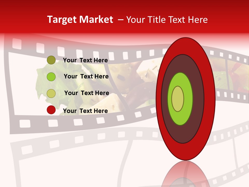 A Film Strip With A Salad On It PowerPoint Template