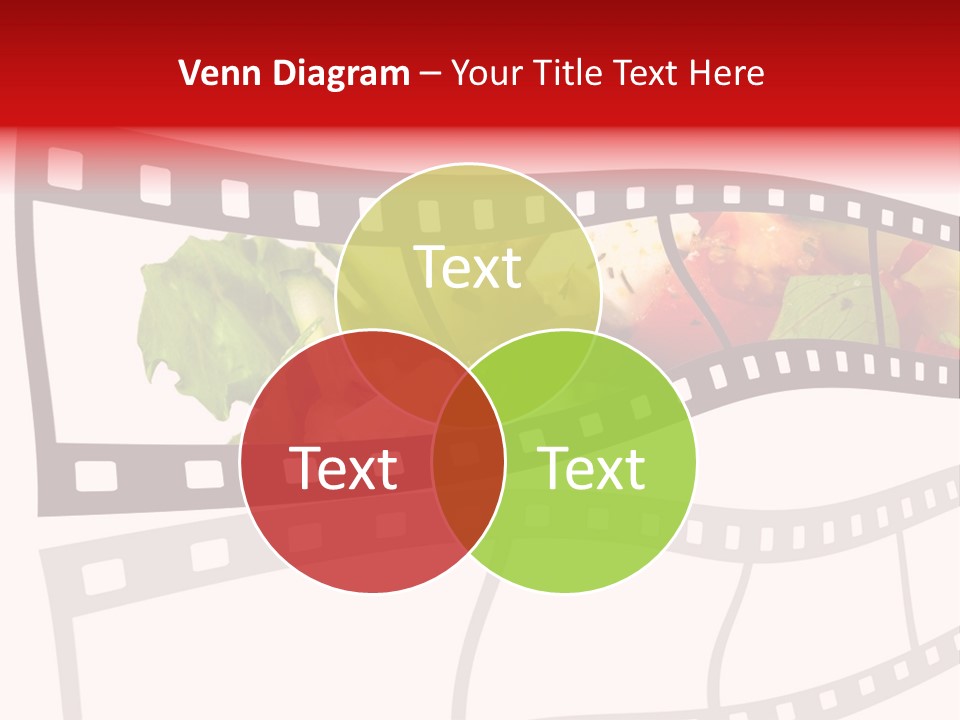 A Film Strip With A Salad On It PowerPoint Template