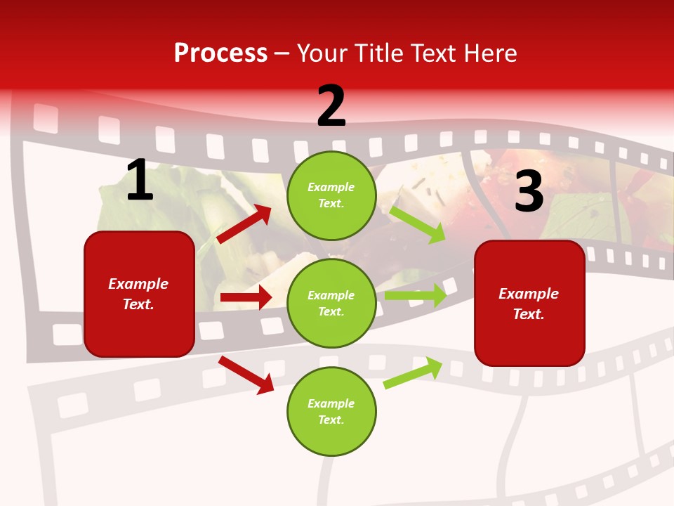 A Film Strip With A Salad On It PowerPoint Template