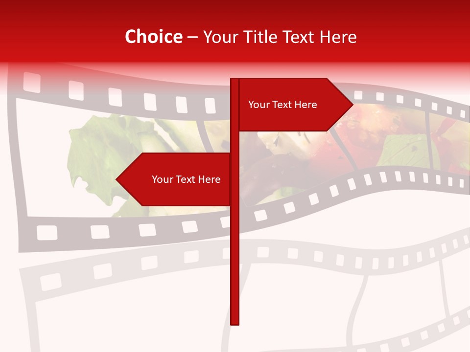 A Film Strip With A Salad On It PowerPoint Template