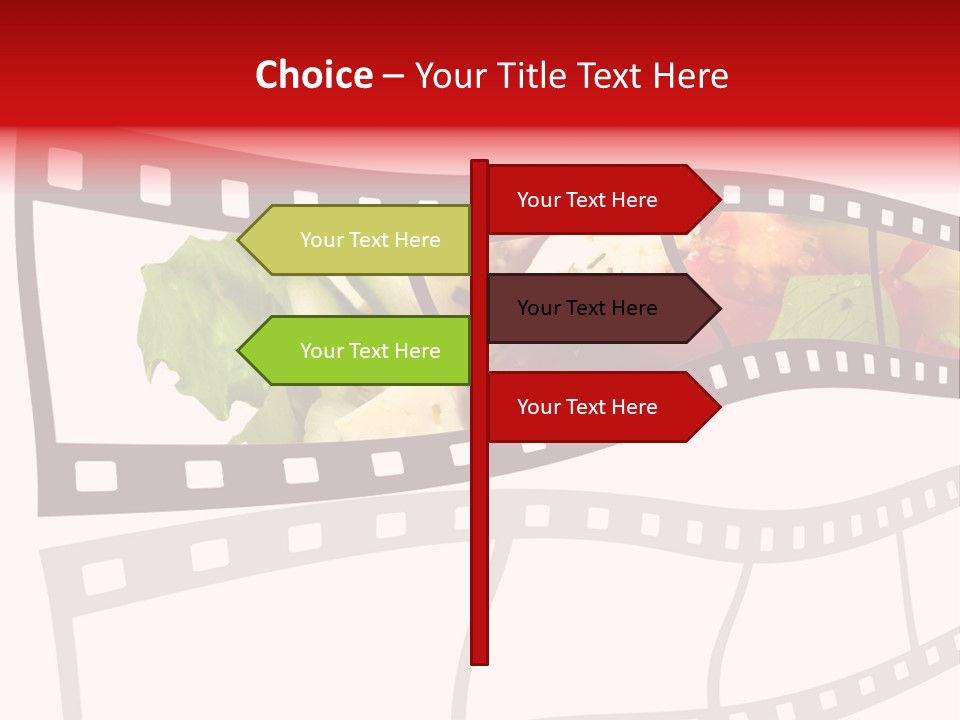 A Film Strip With A Salad On It PowerPoint Template