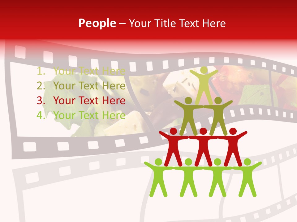 A Film Strip With A Salad On It PowerPoint Template