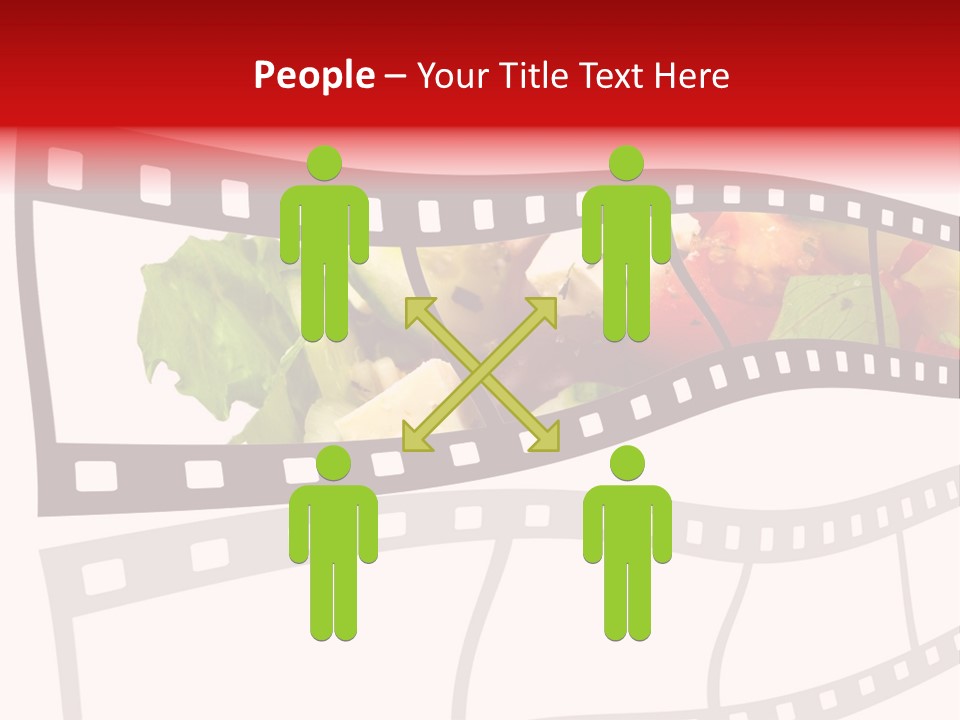 A Film Strip With A Salad On It PowerPoint Template