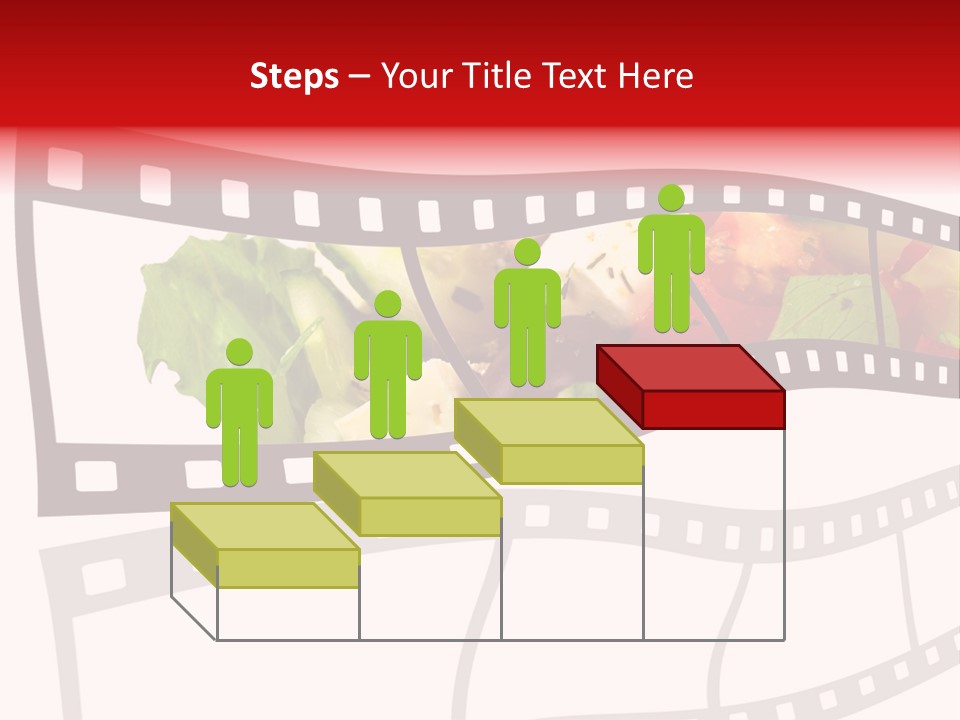 A Film Strip With A Salad On It PowerPoint Template