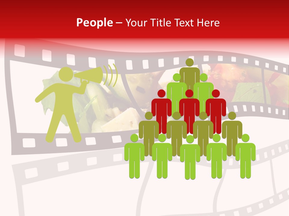 A Film Strip With A Salad On It PowerPoint Template