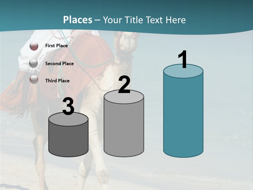 A Person Riding A Camel On A Beach PowerPoint Template