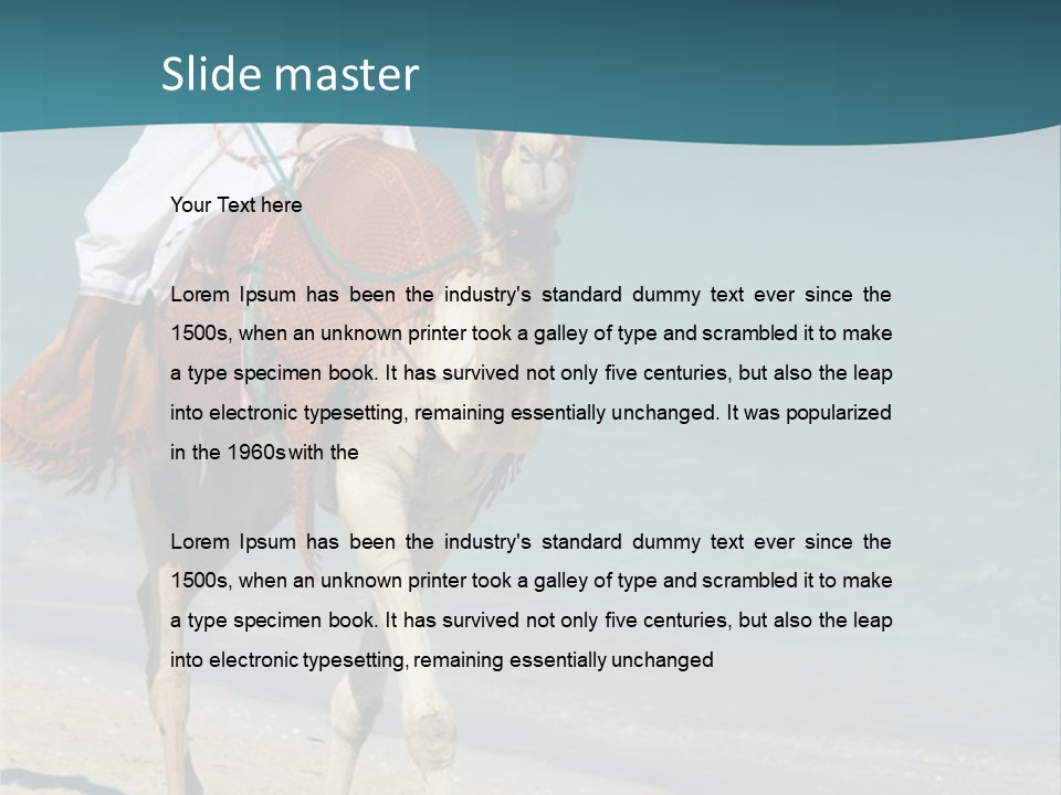 A Person Riding A Camel On A Beach PowerPoint Template