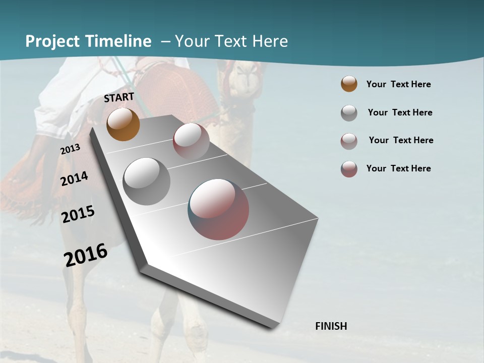 A Person Riding A Camel On A Beach PowerPoint Template