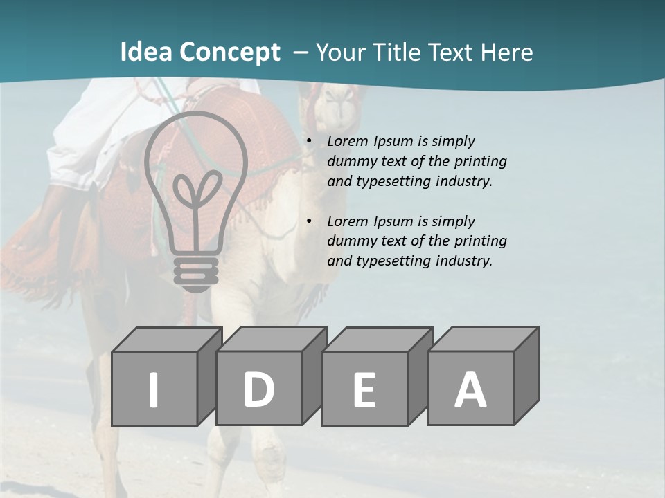 A Person Riding A Camel On A Beach PowerPoint Template