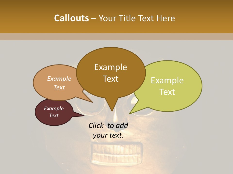 A Gold Mask With A Face On It PowerPoint Template