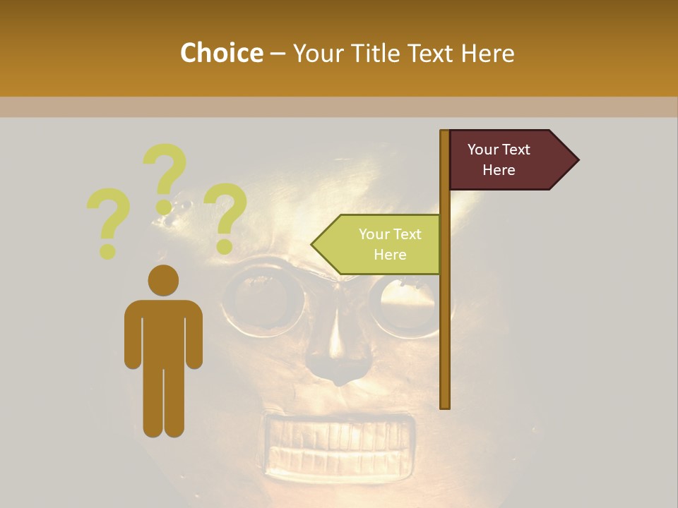 A Gold Mask With A Face On It PowerPoint Template