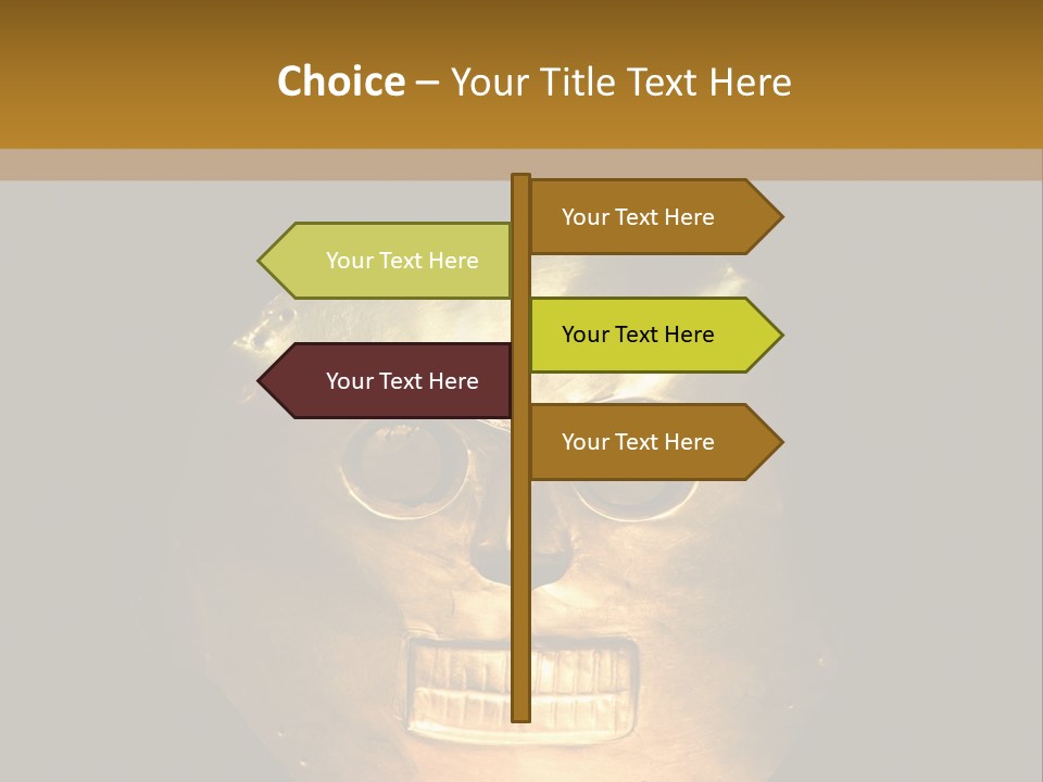 A Gold Mask With A Face On It PowerPoint Template