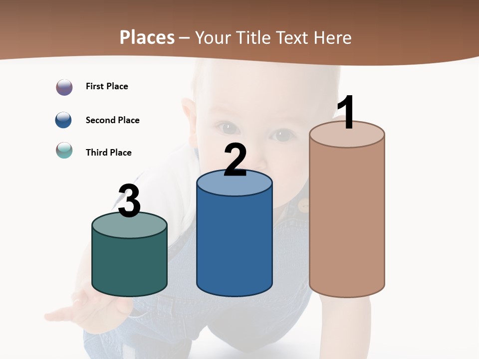 A Baby In Overalls Is Smiling For The Camera PowerPoint Template