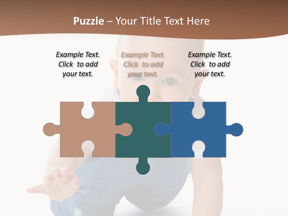 A Baby In Overalls Is Smiling For The Camera PowerPoint Template