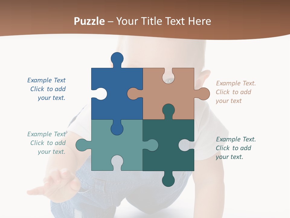 A Baby In Overalls Is Smiling For The Camera PowerPoint Template