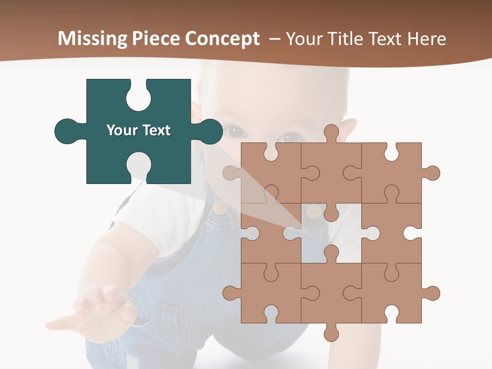 A Baby In Overalls Is Smiling For The Camera PowerPoint Template